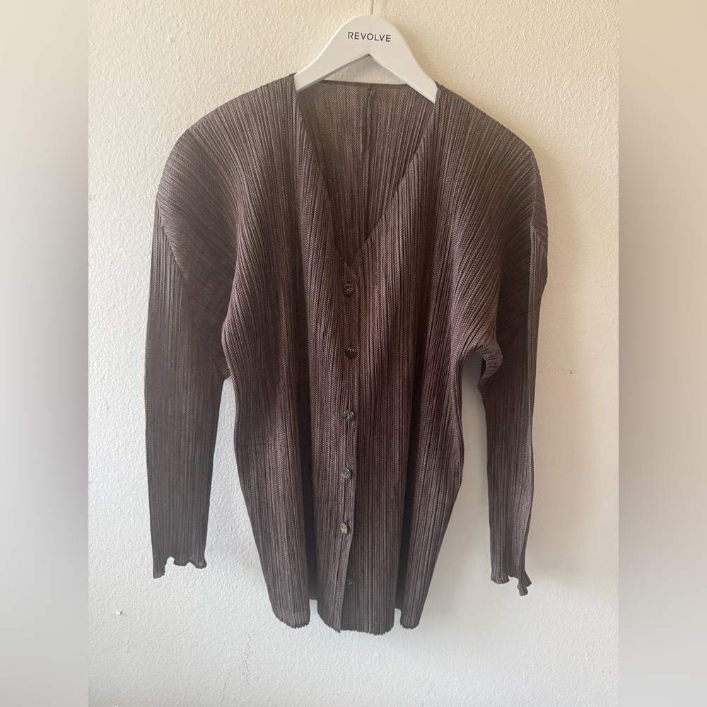 Rare Issey Miyake Pleats Please Articulated Shoulder Cardigan Sweater